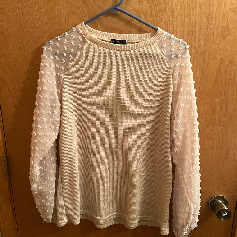 Miholl Cream Colored Shirt with Lace Sleeves